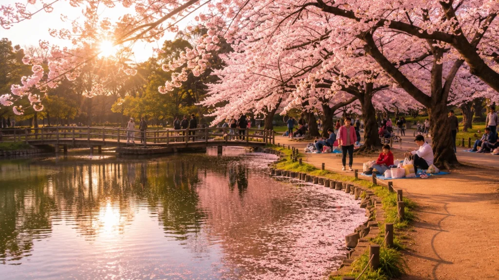 Hanami picnic during Japan During Cherry Blossom Season