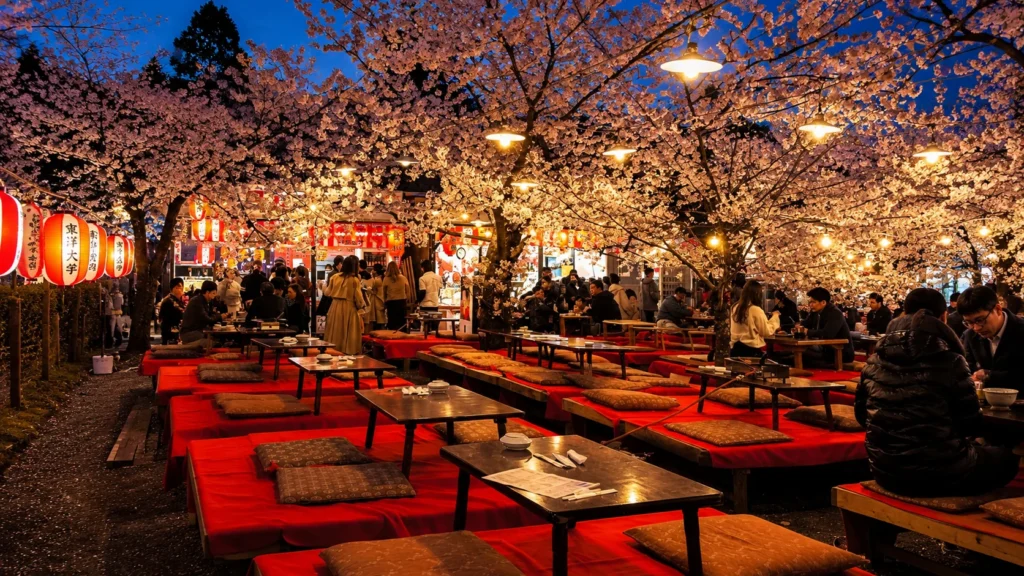 Hanami dining during Japan During Cherry Blossom Season