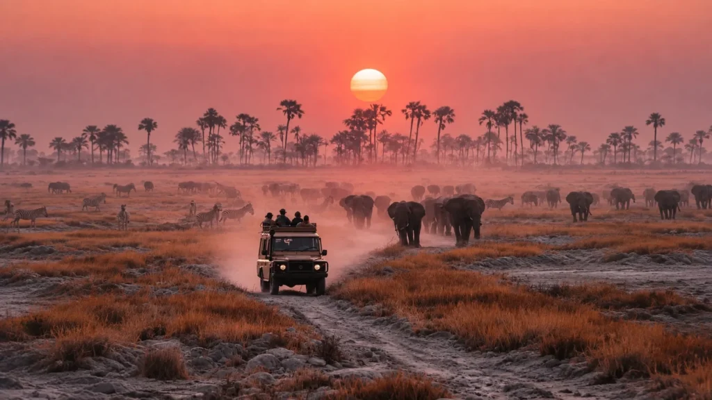 Best Safari in Africa ending with a sunset game drive across the African savannah