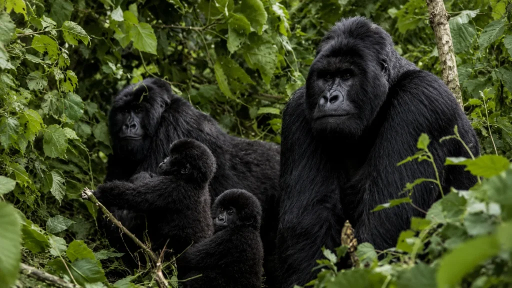Mountain gorilla family in Bwindi Impenetrable National Park Uganda