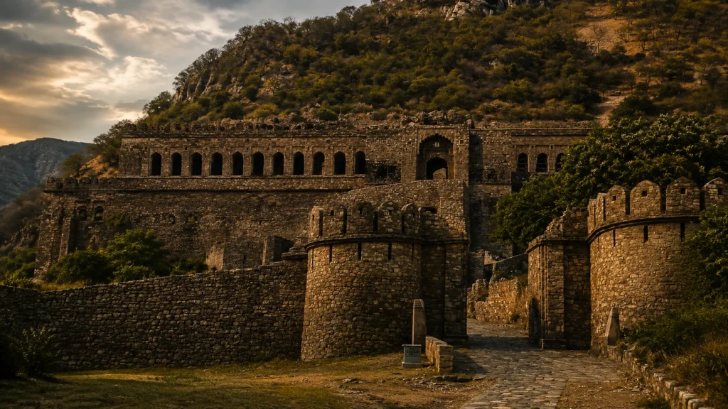 Historic ruins of Bhangarh Fort in Rajasthan known as India's most haunted fort